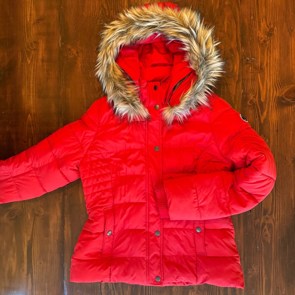 Women's Abercrombie and Fitch Red Puffer Jacket